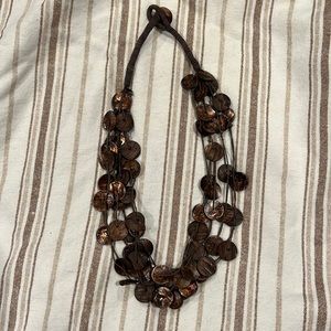 Brown string necklace necklace Which button clasp